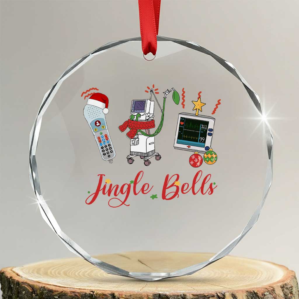 Xmas Nurse Crystal Glass Ornament Jingle Bells Telemetry Respiratory Therapist TS09 Transparent Glass 3'' Circle Print Your Wear