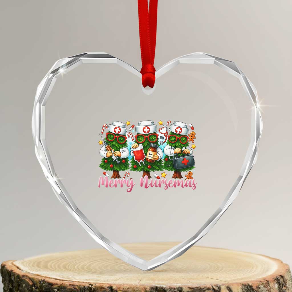 Xmas Nurse Heart Crystal Glass Ornament Funny Merry Nursemas Pine Tree TS12 Transparent Glass 3'' Heart Print Your Wear