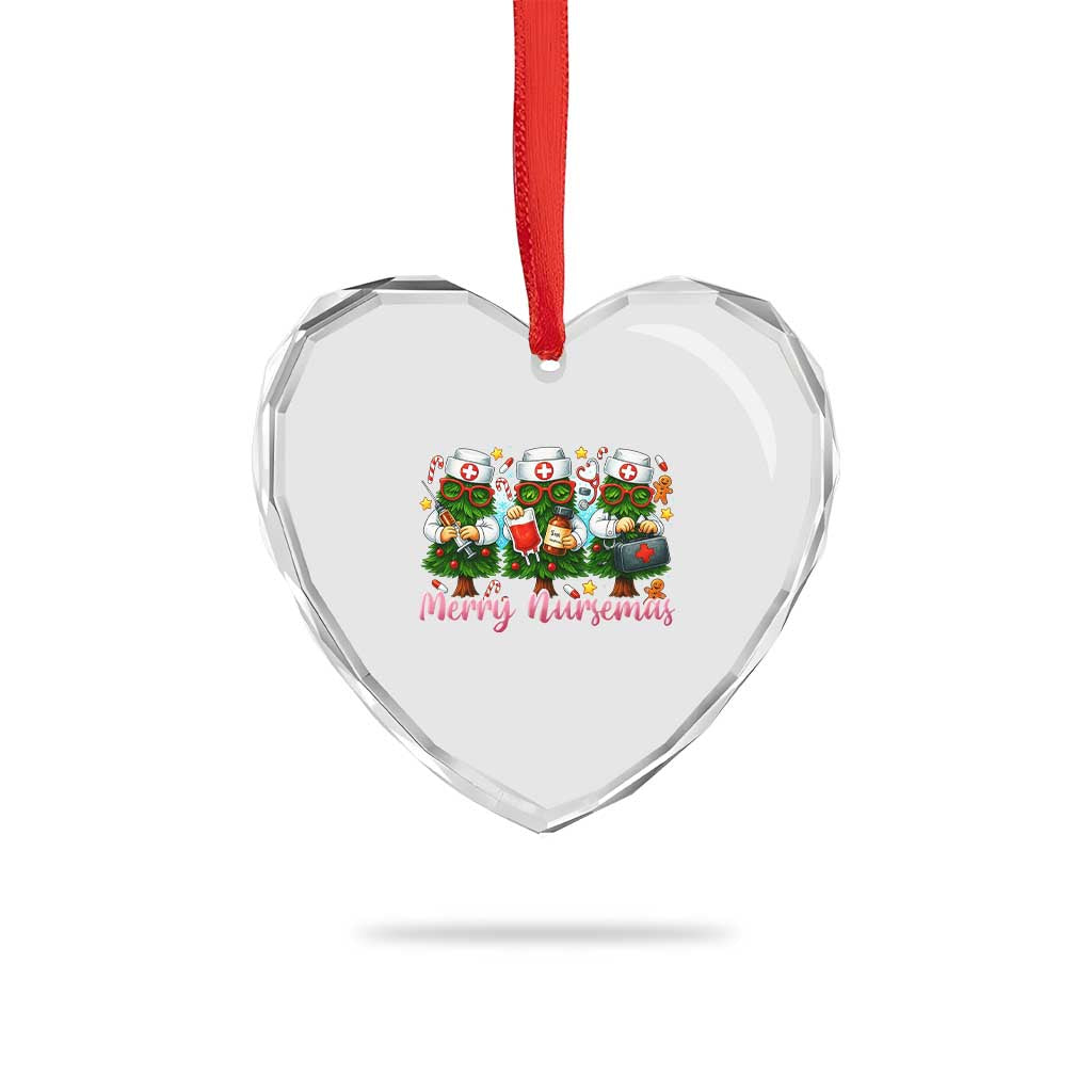 Xmas Nurse Heart Crystal Glass Ornament Funny Merry Nursemas Pine Tree TS12 Print Your Wear