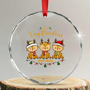 Xmas Nurse Nicu Crew Tiny Reindeer Crystal Glass Ornament TS09 Transparent Glass 3'' Circle Print Your Wear