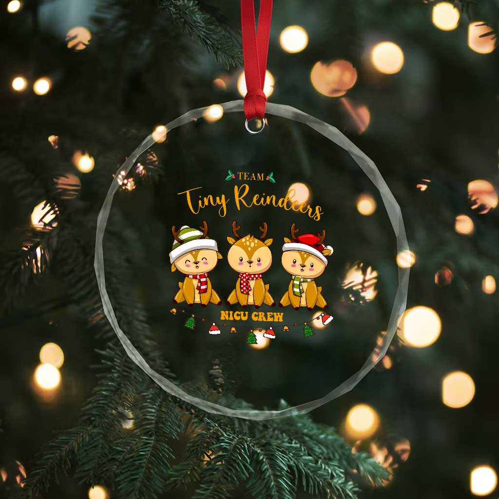 Xmas Nurse Nicu Crew Tiny Reindeer Crystal Glass Ornament TS09 Print Your Wear
