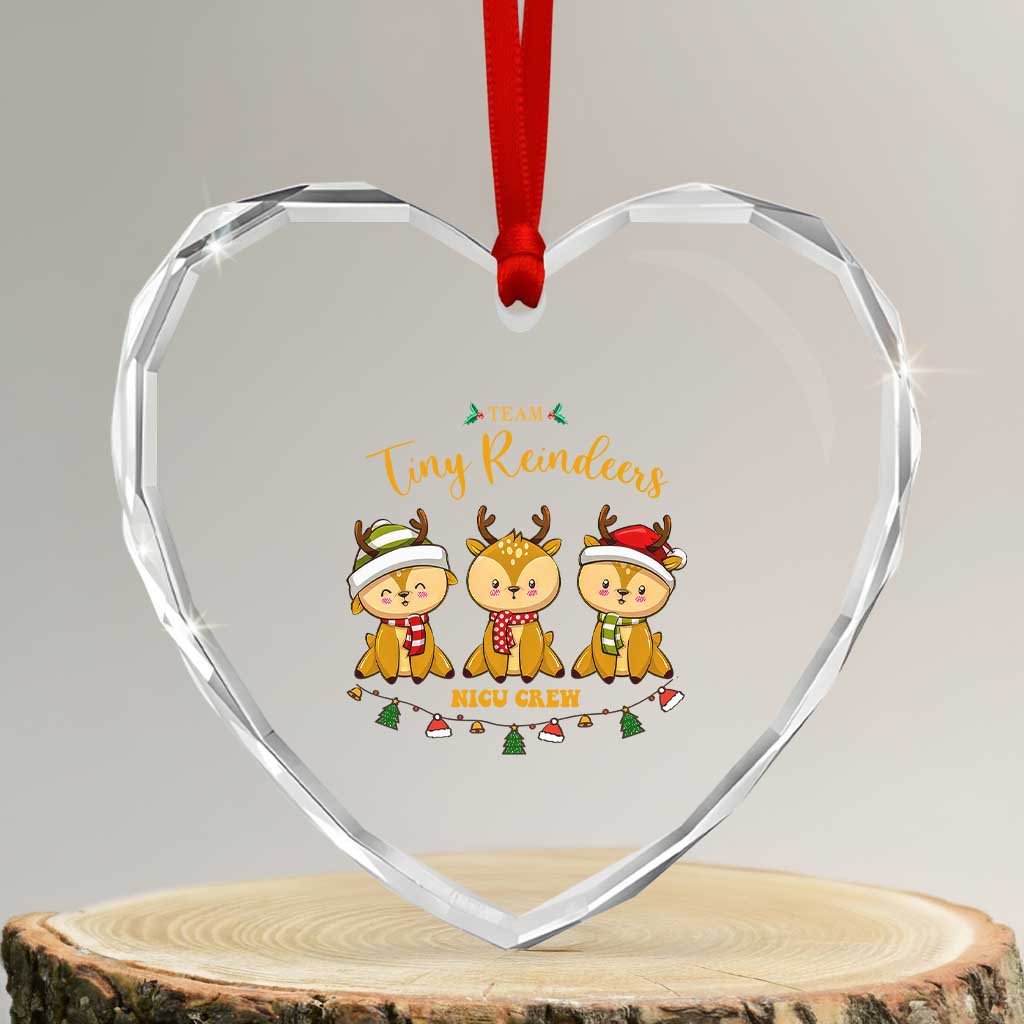 Xmas Nurse Nicu Crew Tiny Reindeer Heart Crystal Glass Ornament TS09 Transparent Glass 3'' Heart Print Your Wear