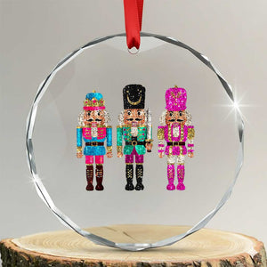 Xmas Nutcracker Crystal Glass Ornament Sequin Sparklle Festive Xmas Vintage TS02 Transparent Glass 3'' Circle Print Your Wear