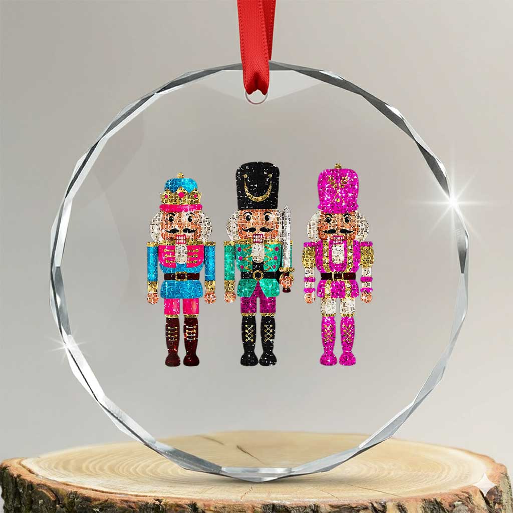 Xmas Nutcracker Crystal Glass Ornament Sequin Sparklle Festive Xmas Vintage TS02 Transparent Glass 3'' Circle Print Your Wear