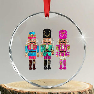 Xmas Nutcracker Crystal Glass Ornament Sequin Sparklle Festive Xmas Vintage TS02 Transparent Glass 3'' Circle Print Your Wear