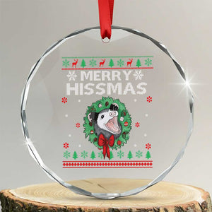 Xmas Opossum Merry Hissmas Crystal Glass Ornament TS09 Transparent Glass 3'' Circle Print Your Wear