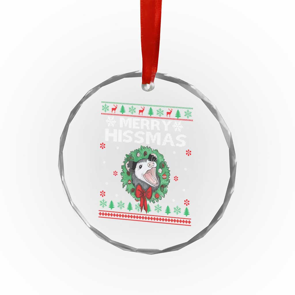 Xmas Opossum Merry Hissmas Crystal Glass Ornament TS09 Print Your Wear