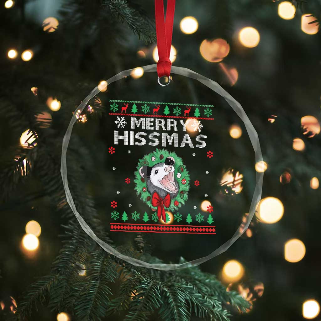 Xmas Opossum Merry Hissmas Crystal Glass Ornament TS09 Print Your Wear