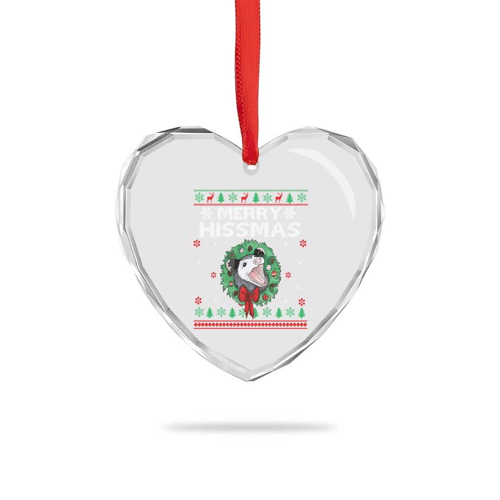 Xmas Opossum Merry Hissmas Heart Crystal Glass Ornament TS09 Print Your Wear