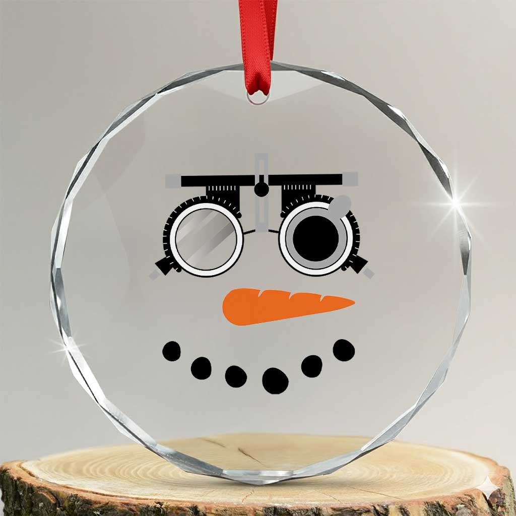 Xmas Optometry Crystal Glass Ornament Funny Snowman Optometrist Eye Doctor Ophthalmologist TS10 Transparent Glass 3'' Circle Print Your Wear