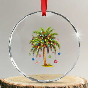 Xmas Palm Tree Lights Crystal Glass Ornament Tropical Hawaiian Holidays TS02 Transparent Glass 3'' Circle Print Your Wear