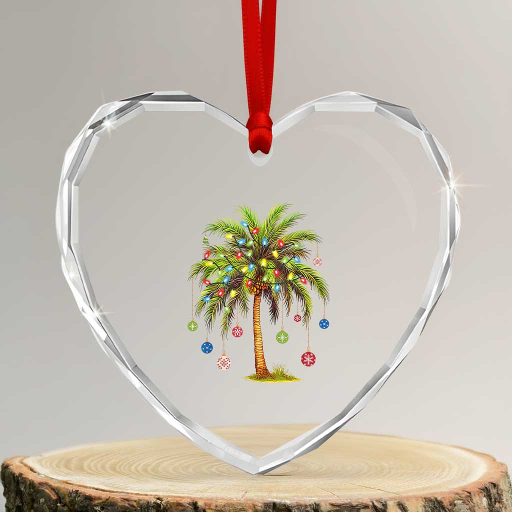 Xmas Palm Tree Lights Heart Crystal Glass Ornament Tropical Hawaiian Holidays TS02 Transparent Glass 3'' Heart Print Your Wear