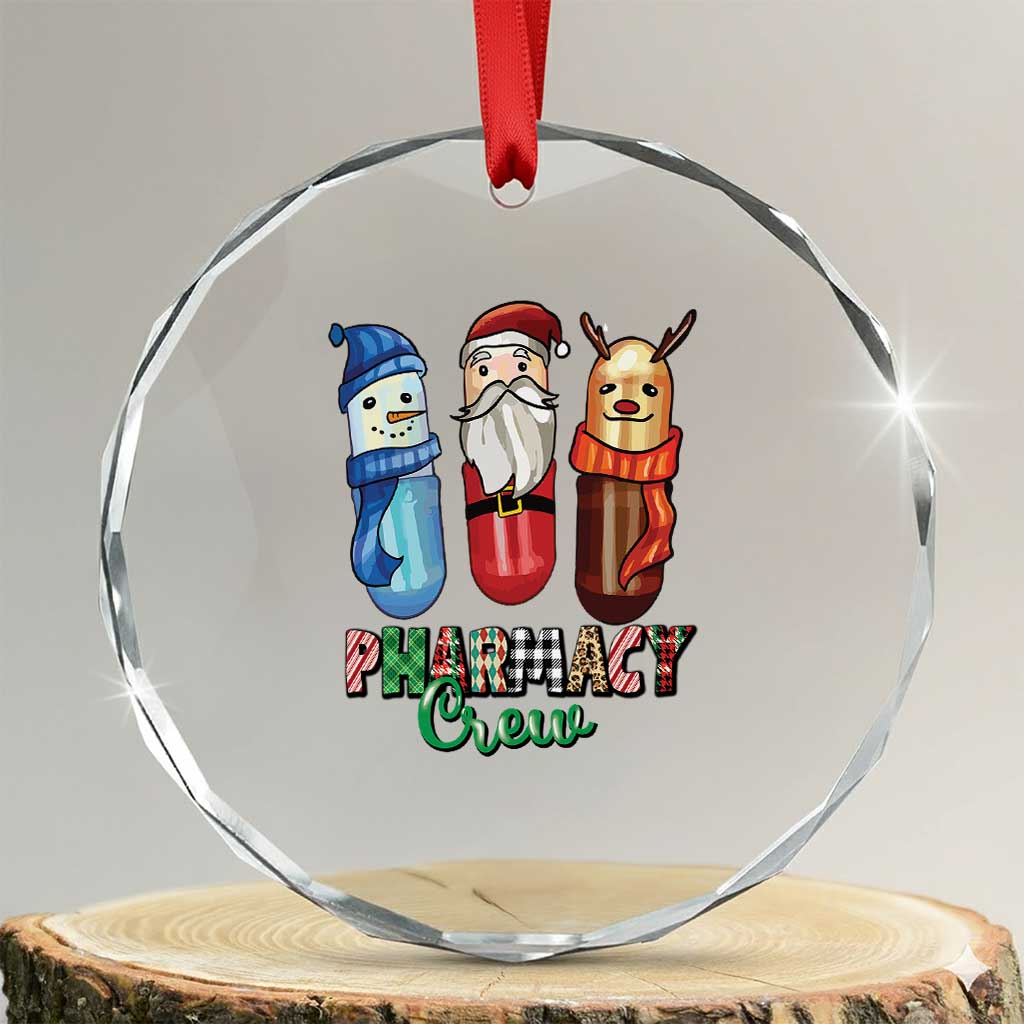 Xmas Pharmacist Crystal Glass Ornament Snowman Reindeer Santa Pharmacy Crew TS09 Transparent Glass 3'' Circle Print Your Wear