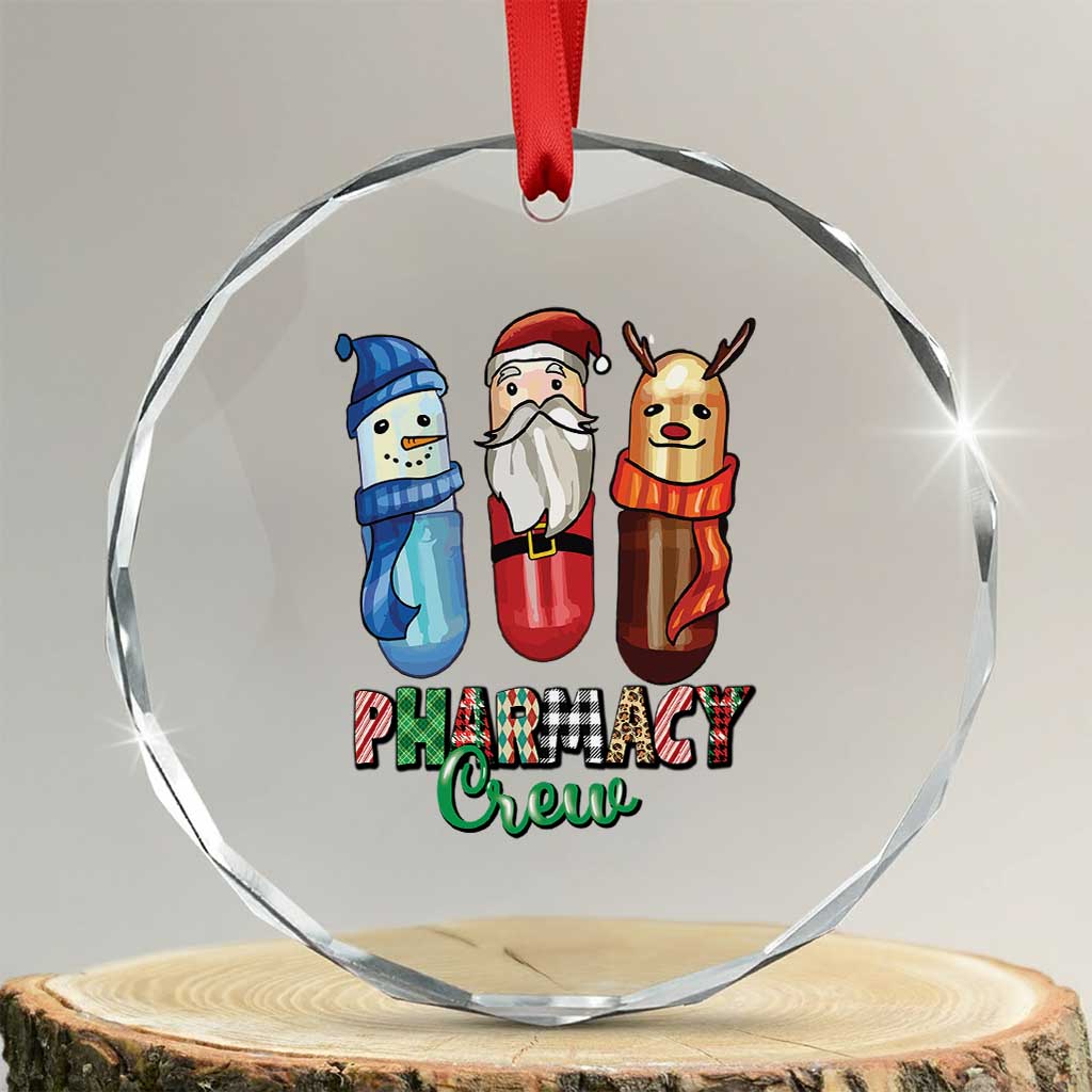 Xmas Pharmacist Crystal Glass Ornament Snowman Reindeer Santa Pharmacy Crew TS09 Transparent Glass 3'' Circle Print Your Wear