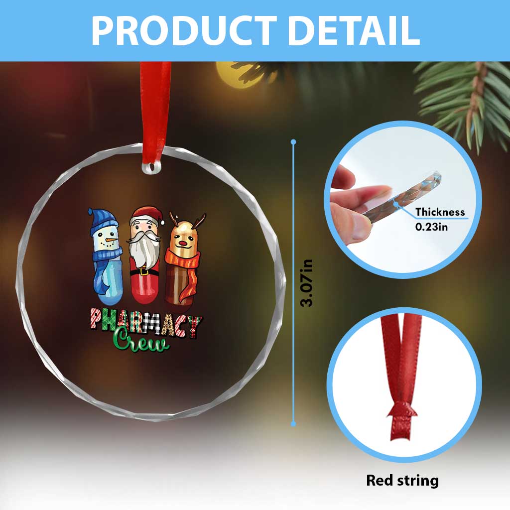 Xmas Pharmacist Crystal Glass Ornament Snowman Reindeer Santa Pharmacy Crew TS09 Print Your Wear