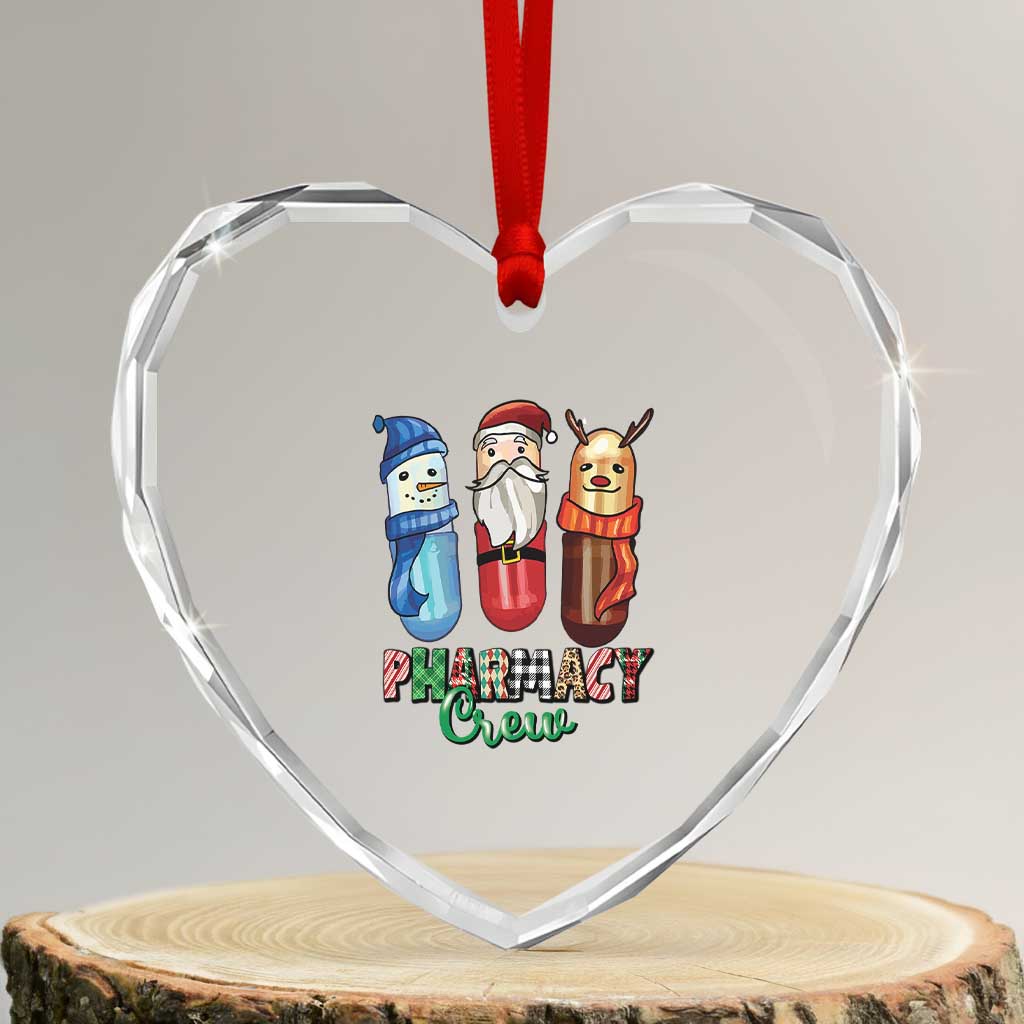 Xmas Pharmacist Heart Crystal Glass Ornament Snowman Reindeer Santa Pharmacy Crew TS09 Transparent Glass 3'' Heart Print Your Wear