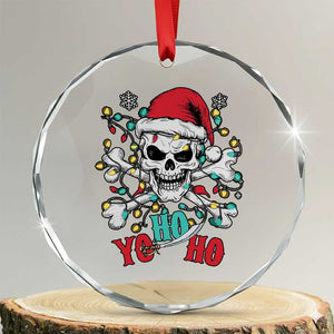 Xmas Pirate Skull Crystal Glass Ornament Yo Ho Ho Boat Cruise Xmas Crossbones TS02 Transparent Glass 3'' Circle Print Your Wear