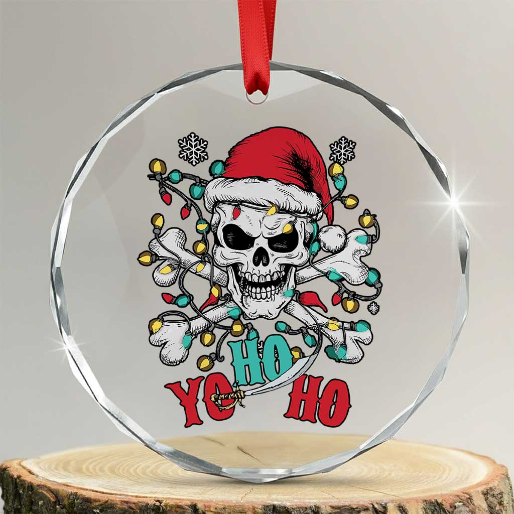 Xmas Pirate Skull Crystal Glass Ornament Yo Ho Ho Boat Cruise Xmas Crossbones TS02 Transparent Glass 3'' Circle Print Your Wear