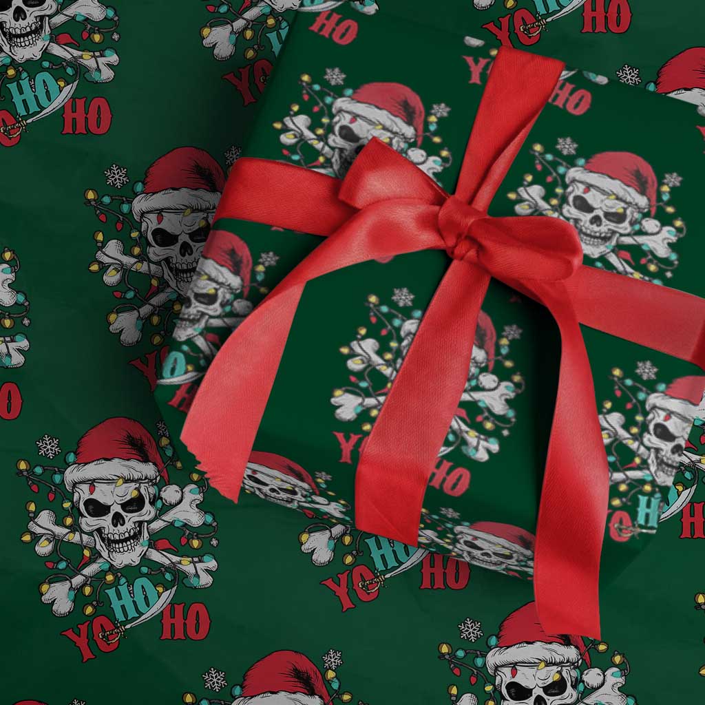 Xmas Pirate Skull Wrapping Paper Roll Yo Ho Ho Boat Cruise Xmas Crossbones TS02 Green Print Your Wear