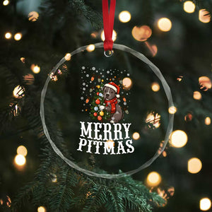 Xmas Pitbull Crystal Glass Ornament Funny Merry Pitmas Tree Hug TS12 Print Your Wear