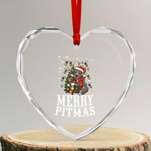Xmas Pitbull Heart Crystal Glass Ornament Funny Merry Pitmas Tree Hug TS12 Transparent Glass 3'' Heart Print Your Wear