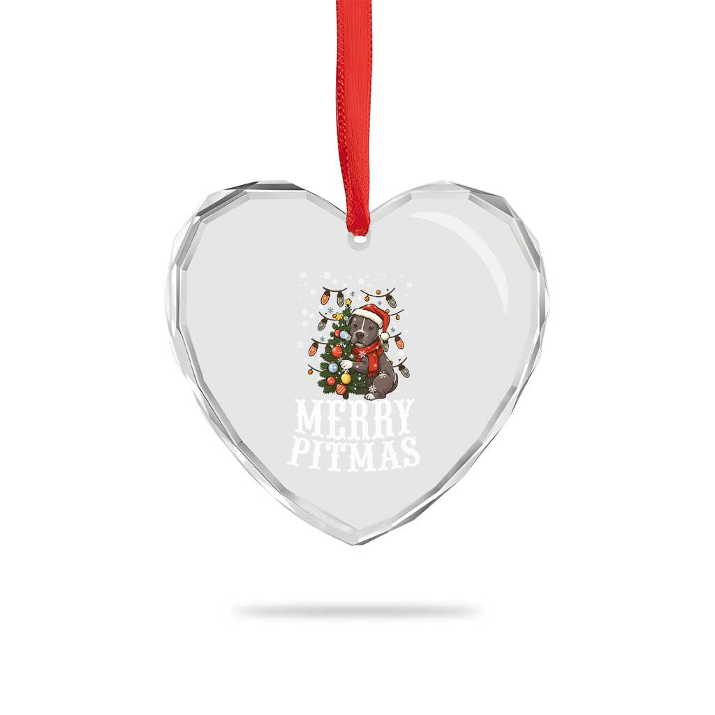 Xmas Pitbull Heart Crystal Glass Ornament Funny Merry Pitmas Tree Hug TS12 Print Your Wear