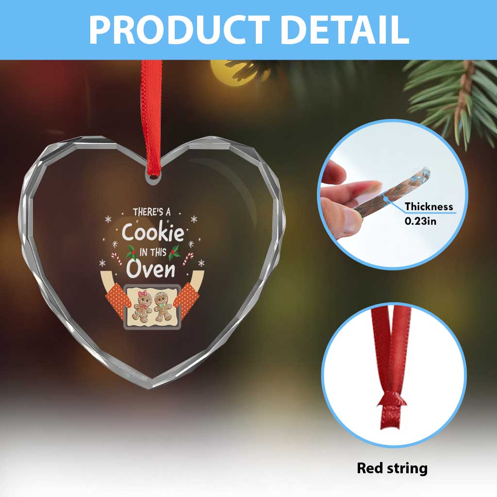 Xmas Pregnancy Heart Crystal Glass Ornament Gingerbread Baby Cookie In This Oven TS09 Print Your Wear