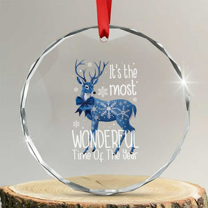 Xmas Reindeer Coquette Crystal Glass Ornament It's The Most Wonderful Time Of The Year TS09 Transparent Glass 3'' Circle Print Your Wear