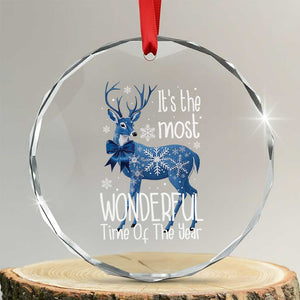 Xmas Reindeer Coquette Crystal Glass Ornament It's The Most Wonderful Time Of The Year TS09 Transparent Glass 3'' Circle Print Your Wear