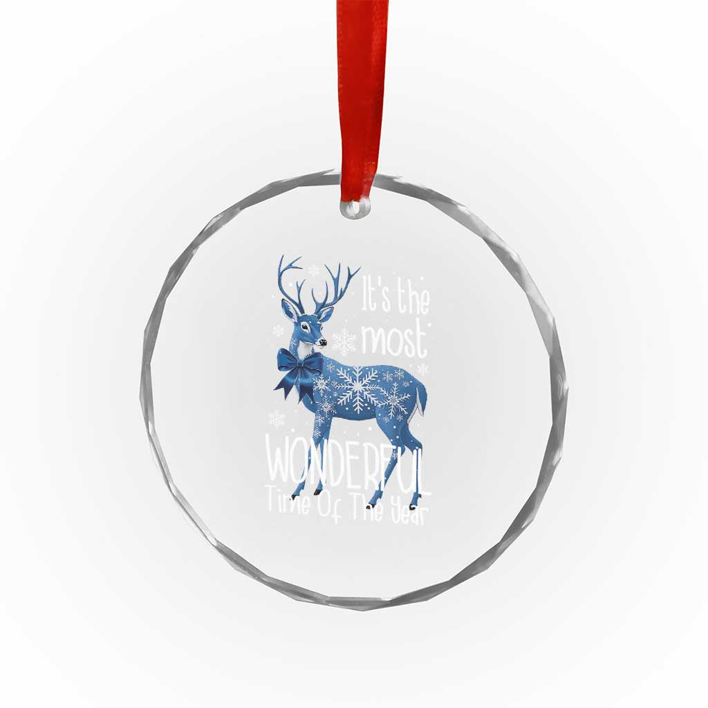 Xmas Reindeer Coquette Crystal Glass Ornament It's The Most Wonderful Time Of The Year TS09 Print Your Wear