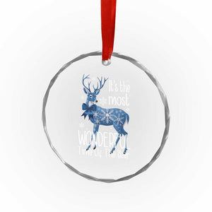 Xmas Reindeer Coquette Crystal Glass Ornament It's The Most Wonderful Time Of The Year TS09 Print Your Wear