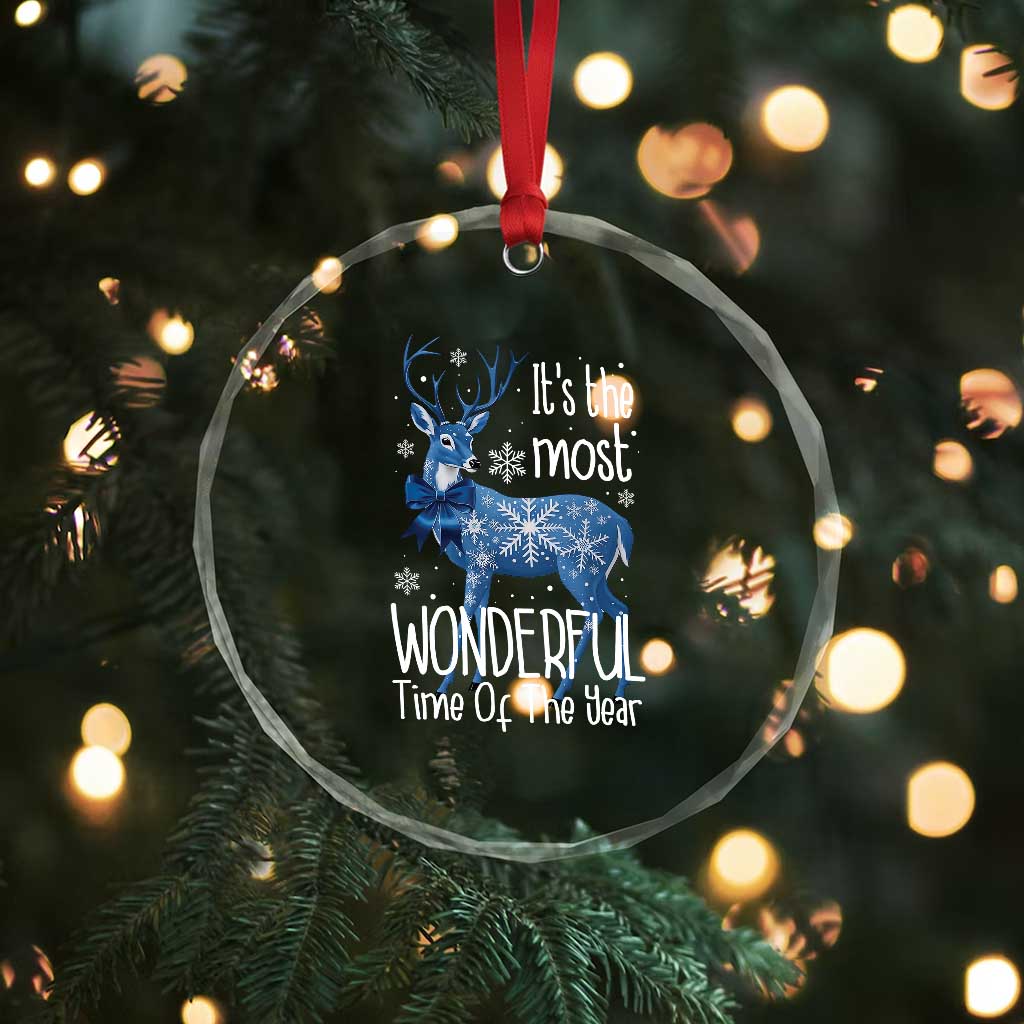 Xmas Reindeer Coquette Crystal Glass Ornament It's The Most Wonderful Time Of The Year TS09 Print Your Wear