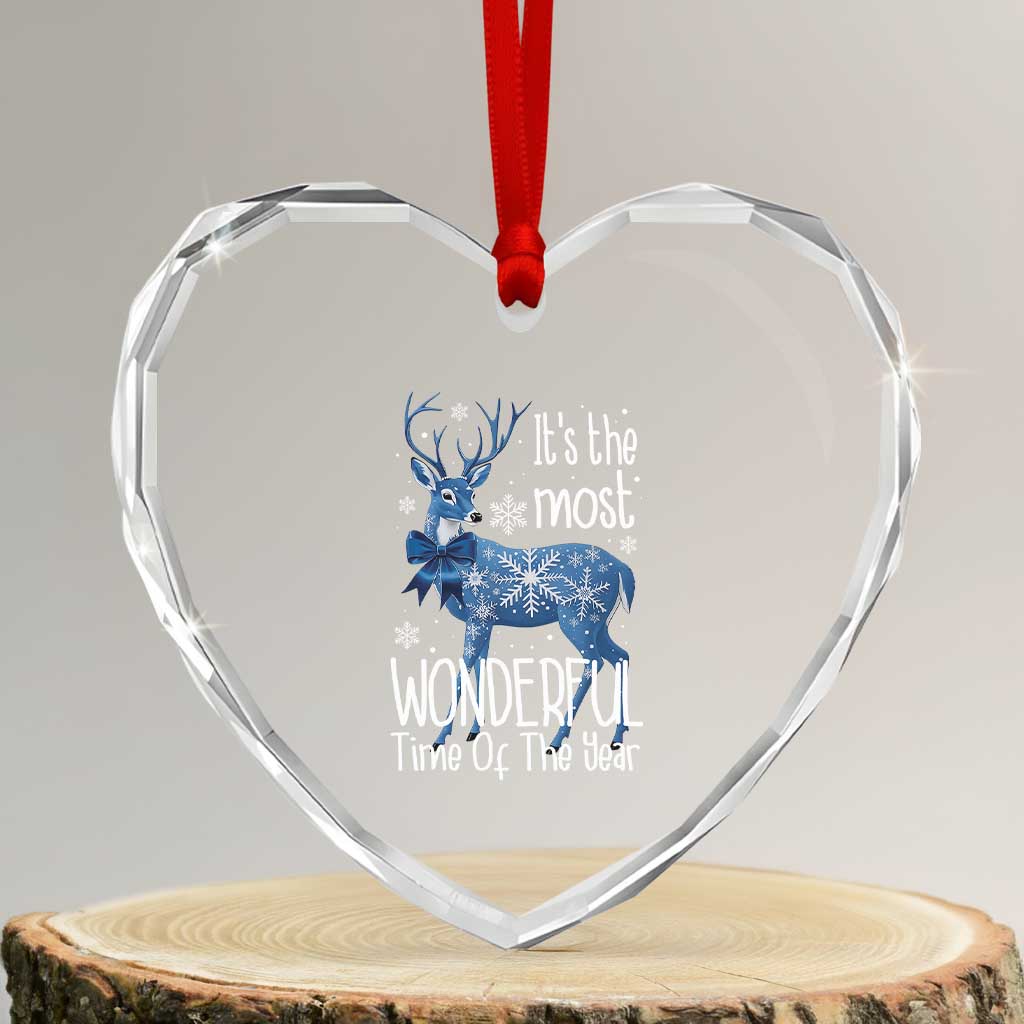 Xmas Reindeer Coquette Heart Crystal Glass Ornament It's The Most Wonderful Time Of The Year TS09 Transparent Glass 3'' Heart Print Your Wear