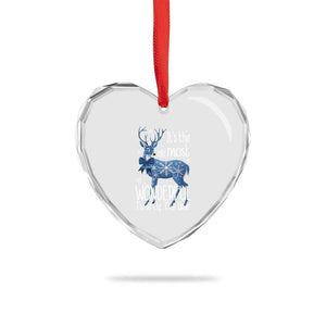 Xmas Reindeer Coquette Heart Crystal Glass Ornament It's The Most Wonderful Time Of The Year TS09 Print Your Wear