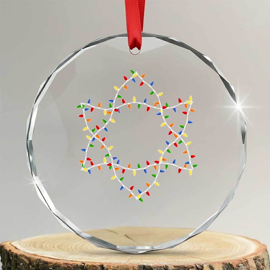 Xmas Religious Happy Chrismukkah Crystal Glass Ornament Lights Star of David TS10 Transparent Glass 3'' Circle Print Your Wear
