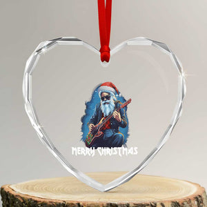Xmas Rock Lover Heart Crystal Glass Ornament Sleigher Hail Santa Electric Guitar TS09 Transparent Glass 3'' Heart Print Your Wear