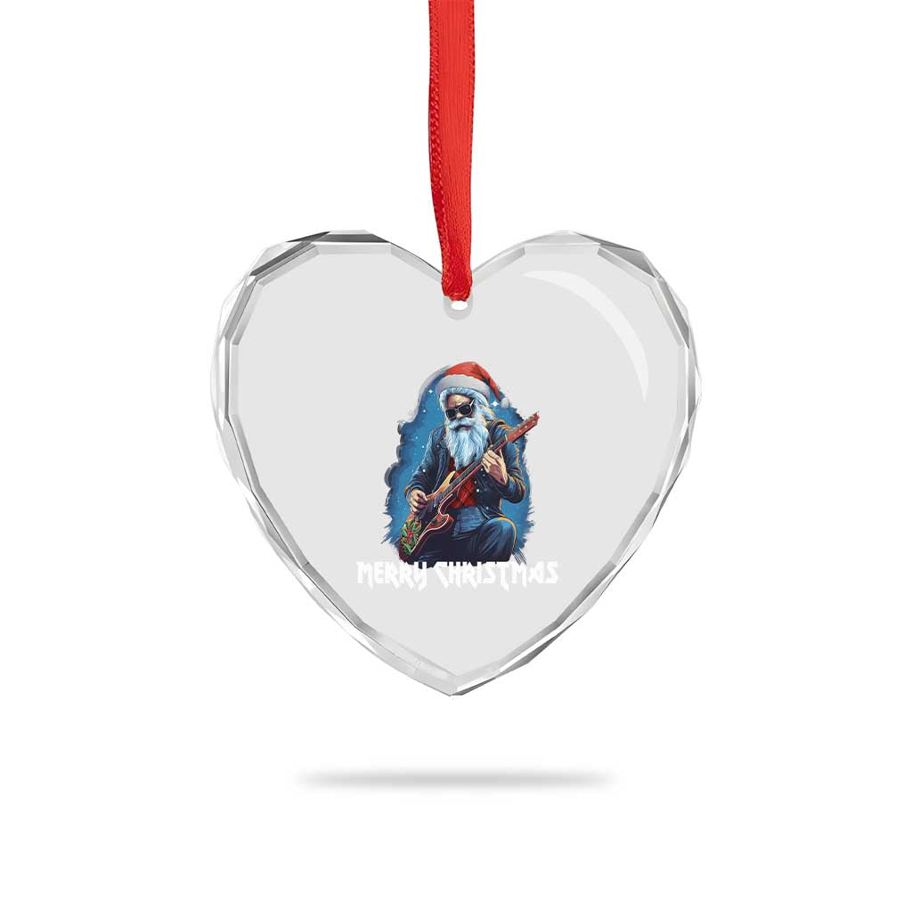 Xmas Rock Lover Heart Crystal Glass Ornament Sleigher Hail Santa Electric Guitar TS09 Print Your Wear
