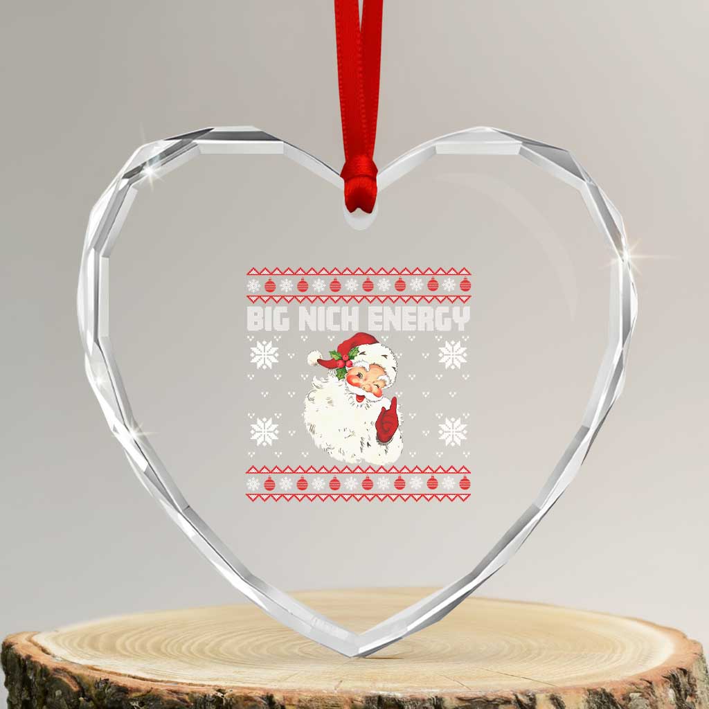 Xmas Santa Claus Heart Crystal Glass Ornament Big Nick Energy Santa Ugly Xmas TS10 Transparent Glass 3'' Heart Print Your Wear