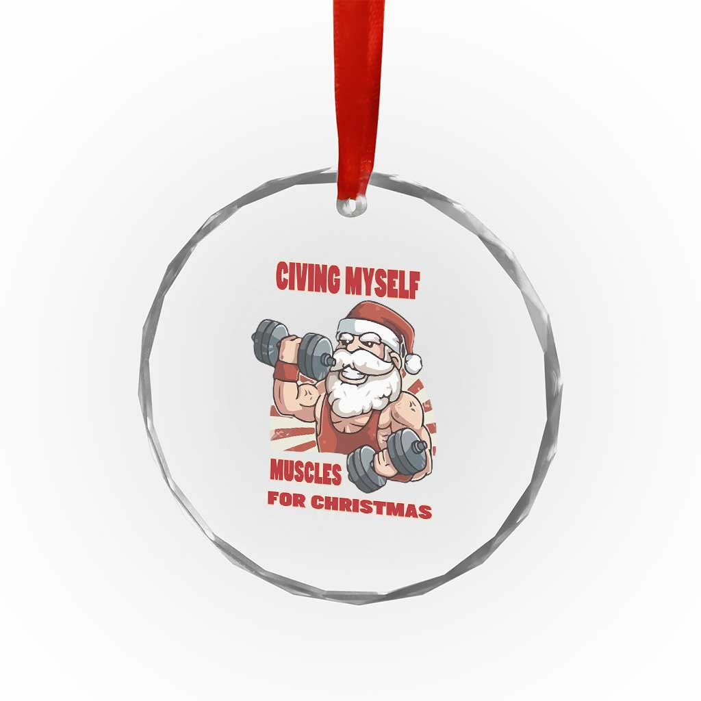 Xmas Santa Gymer Crystal Glass Ornament Civing Muscles Santa Weightlifting TS09 Print Your Wear