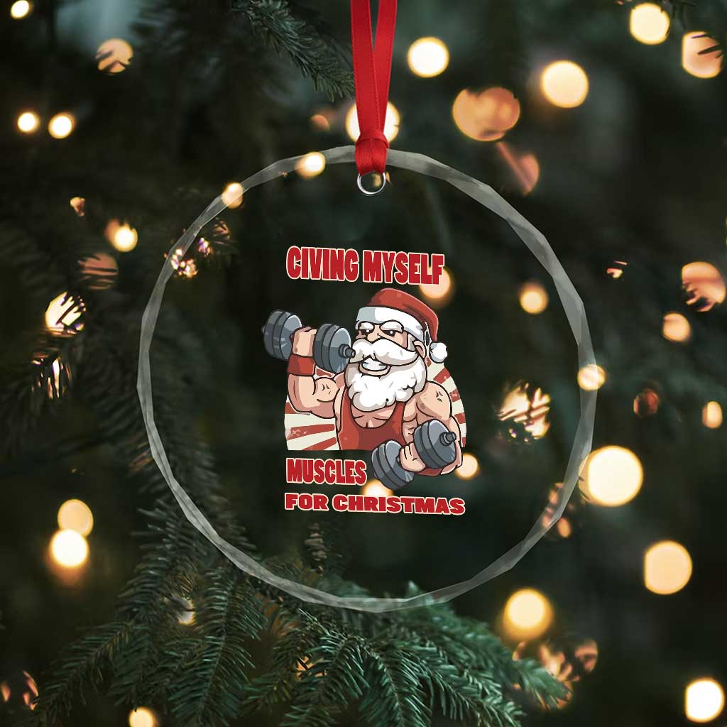 Xmas Santa Gymer Crystal Glass Ornament Civing Muscles Santa Weightlifting TS09 Print Your Wear