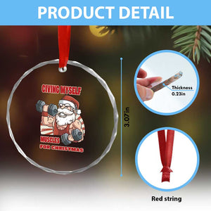 Xmas Santa Gymer Crystal Glass Ornament Civing Muscles Santa Weightlifting TS09 Print Your Wear