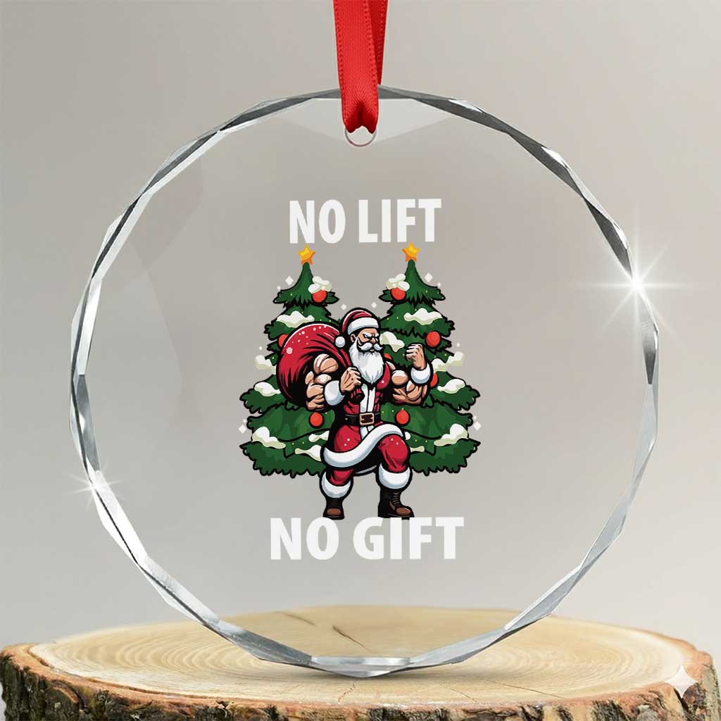 Xmas Santa Gymer Crystal Glass Ornament No Lift No Gift Bodybuilding TS09 Transparent Glass 3'' Circle Print Your Wear
