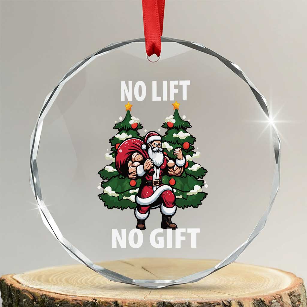 Xmas Santa Gymer Crystal Glass Ornament No Lift No Gift Bodybuilding TS09 Transparent Glass 3'' Circle Print Your Wear
