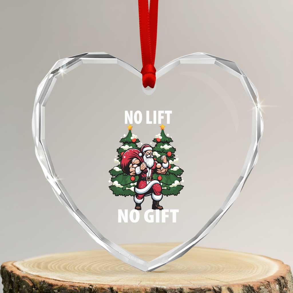 Xmas Santa Gymer Heart Crystal Glass Ornament No Lift No Gift Bodybuilding TS09 Transparent Glass 3'' Heart Print Your Wear