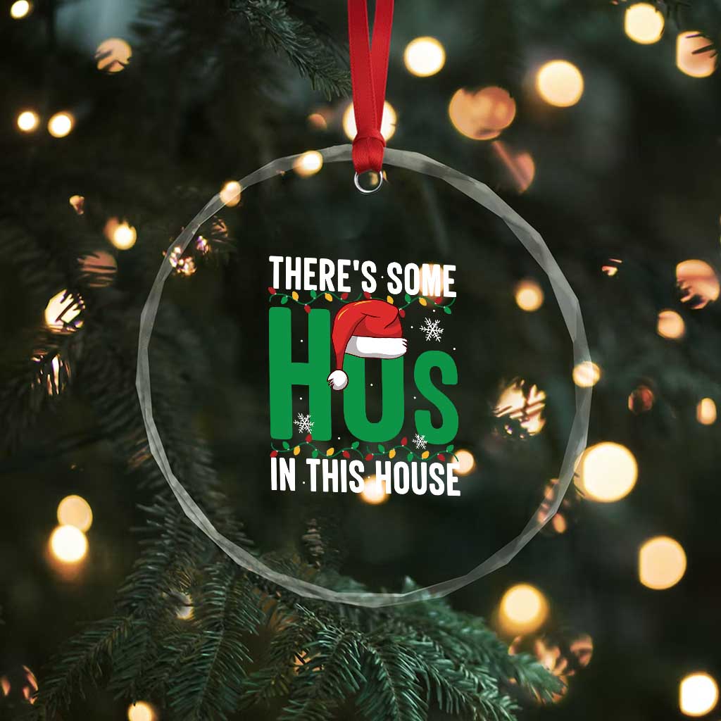 Xmas Santa Ho Ho Ho Crystal Glass Ornament There's Some Hos In This House TS02 Print Your Wear
