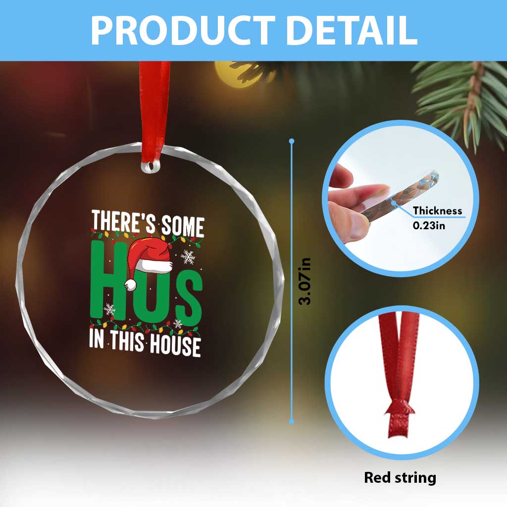 Xmas Santa Ho Ho Ho Crystal Glass Ornament There's Some Hos In This House TS02 Print Your Wear
