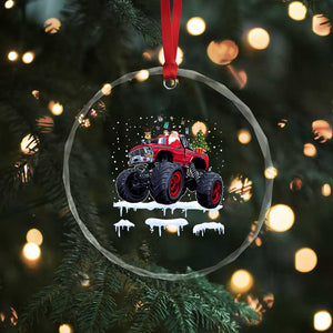 Xmas Santa Monster Truck Crystal Glass Ornament American Offroad Xmas Boys Kids Toddler Youth TS10 Print Your Wear