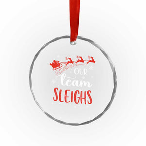 Xmas Santa Reindeer Our Team Sleigh Crystal Glass Ornament TS09 Print Your Wear