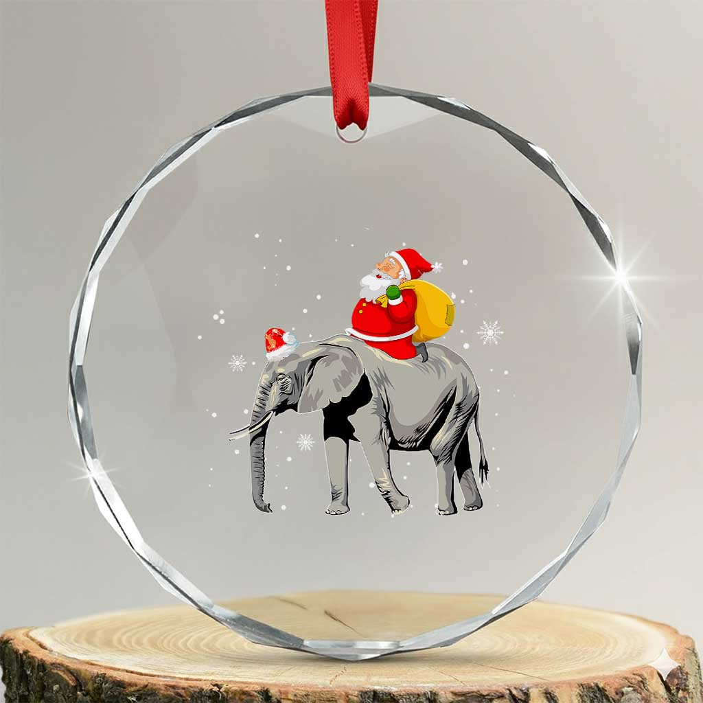 Xmas Santa Riding Elephant Crystal Glass Ornament Xmas Tree Light Funny Festive TS02 Transparent Glass 3'' Circle Print Your Wear