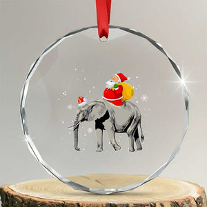 Xmas Santa Riding Elephant Crystal Glass Ornament Xmas Tree Light Funny Festive TS02 Transparent Glass 3'' Circle Print Your Wear